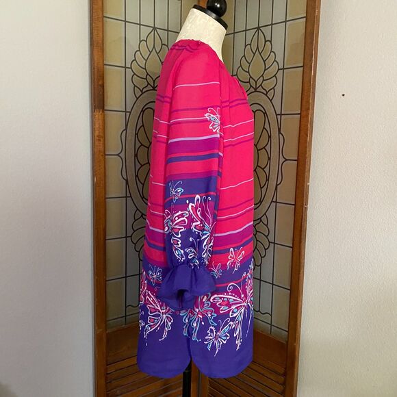 Bob Mackie Wearable Art Oversized Butterfly Tie Neck Blouse Size M - Picture 2 of 9